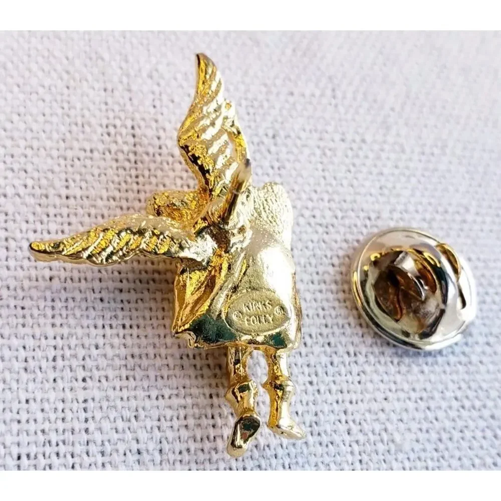 Kirks Folly Cupid Cherub Angel Heart Pin‎ Brooch Gold Tone Cute Whimsy 1.25